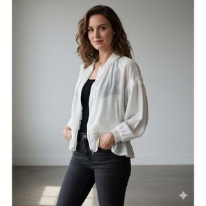 Y’s Yohji Yamamoto Linen Blend Full Zip Jacket White size 1 Small